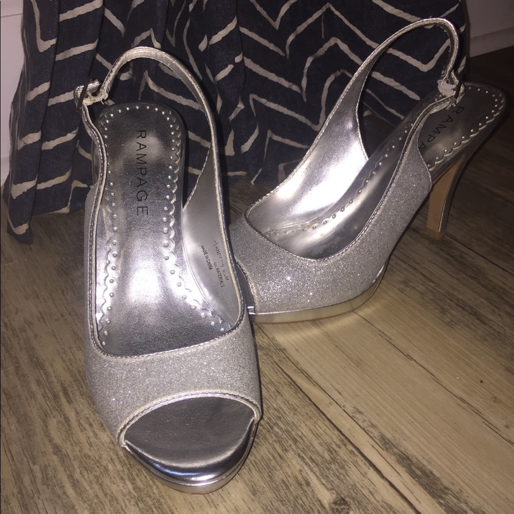 Rampage silver peep toe heel